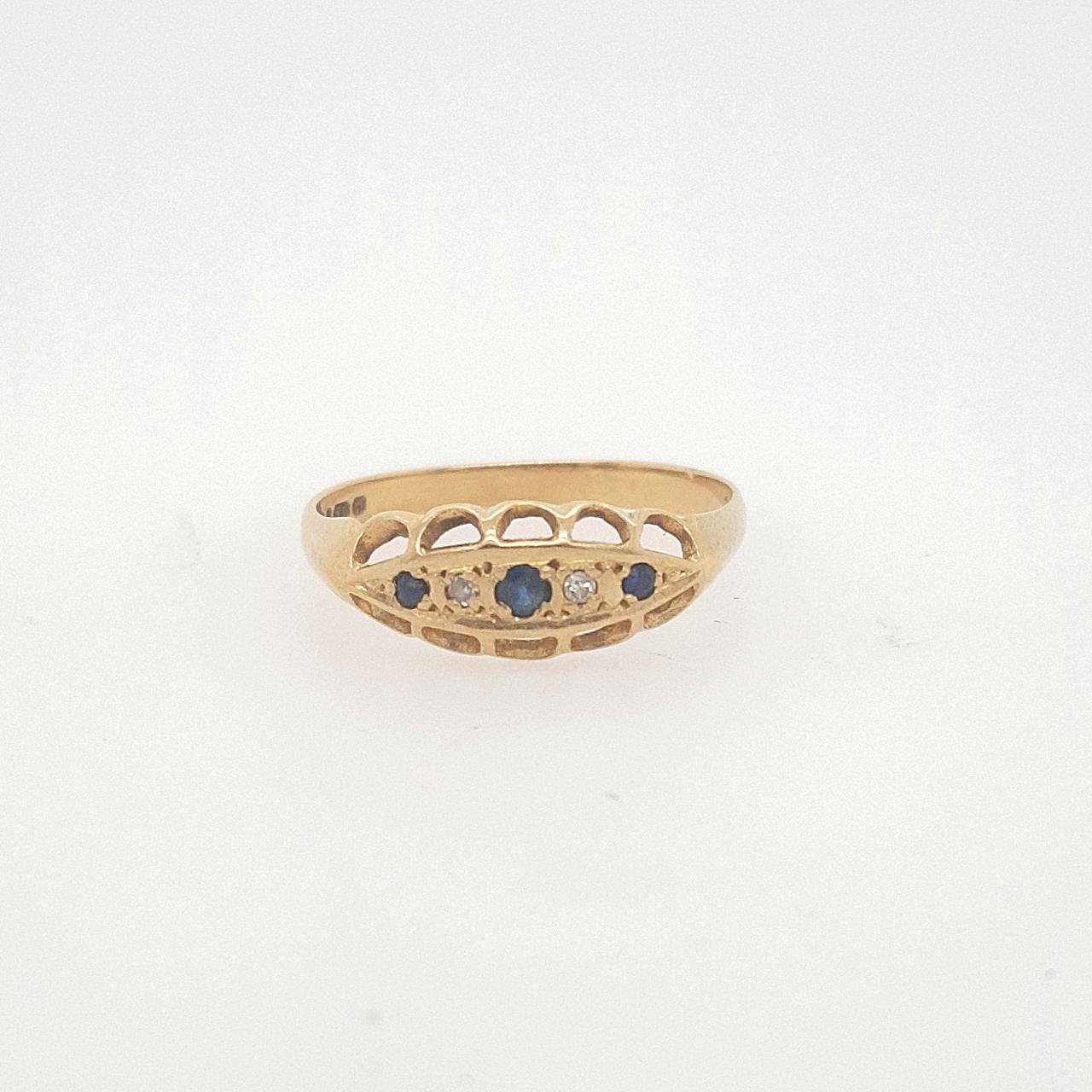 18ct Yellow Gold Sapphire & Diamond Ring