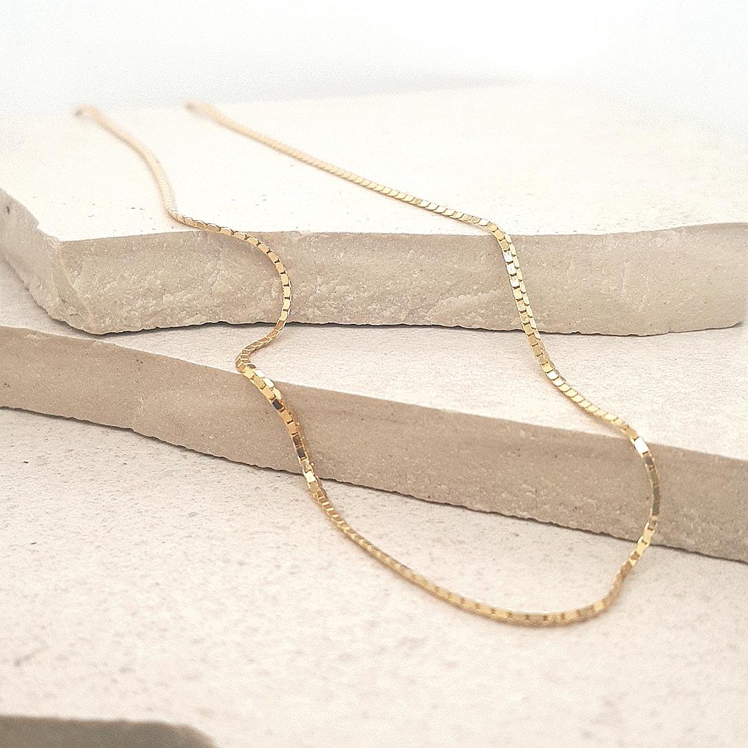 9ct Yellow Gold Box Mirror 45cm Chain