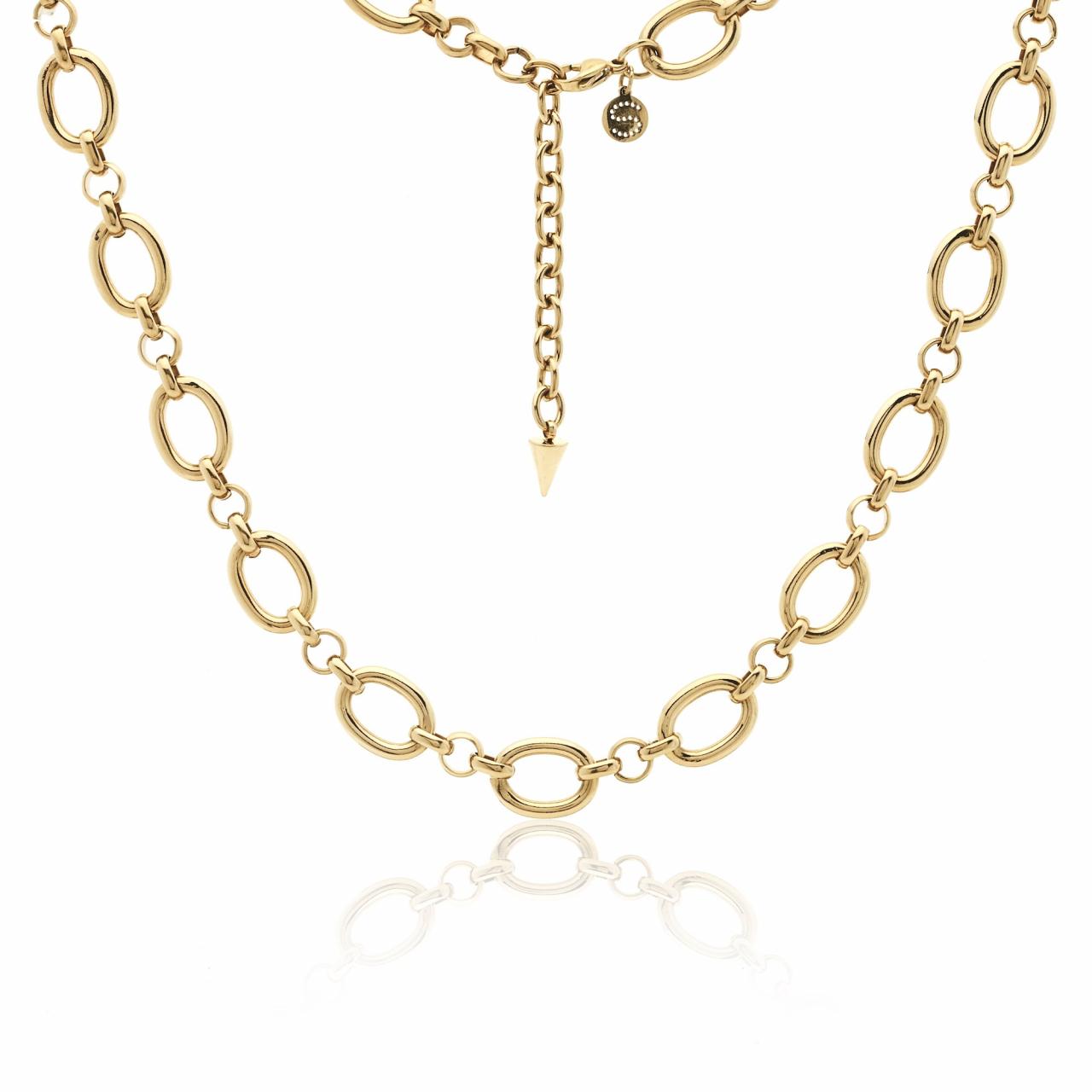 Silk & Steel Stainless Steel Gold Plated Sol Necklace