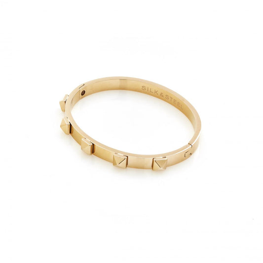 Silk & Steel Stainless Steel Gold Plated Rock Glam Bangle