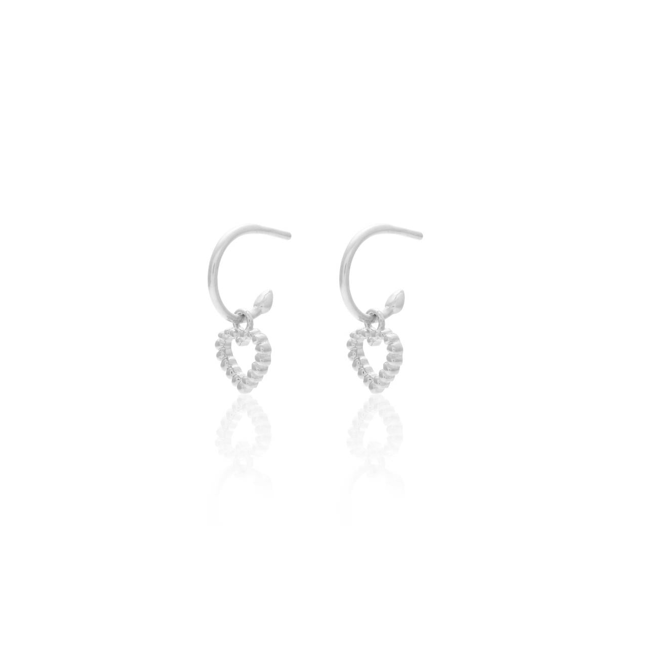 Silk & Steel Sterling Silver Cutout Heart Hoop Earrings