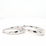 9ct White Gold 25mm Oval Graduated Hoop Earrings