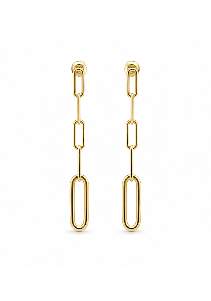 18ct Yellow Gold Oblong Drop Stud Earrings