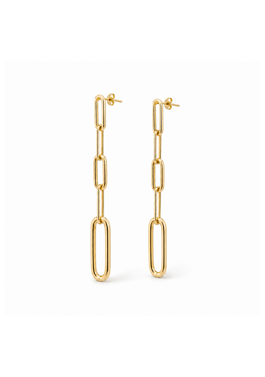 18ct Yellow Gold Oblong Drop Stud Earrings