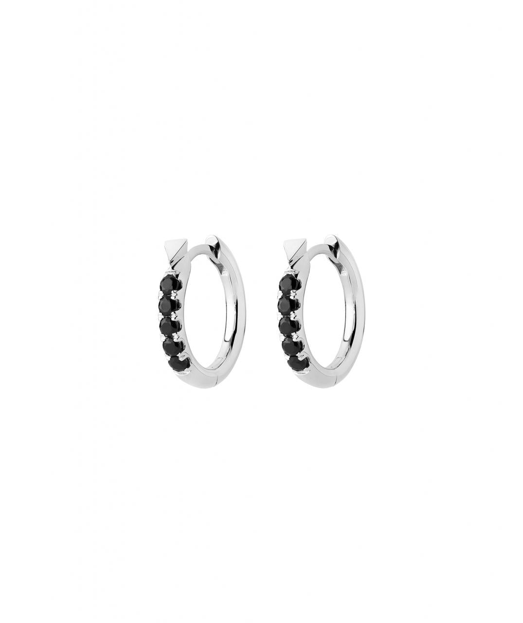 Karen Walker Sterling Silver Miniaturist Black Onyx Huggie Earrings