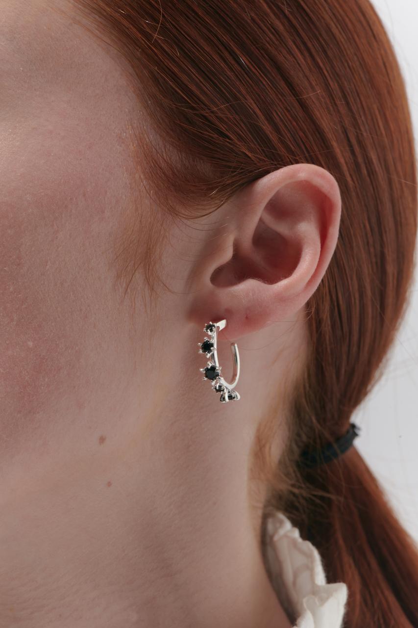 Karen Walker Sterling Silver Baroque Earrings - Black Onyx