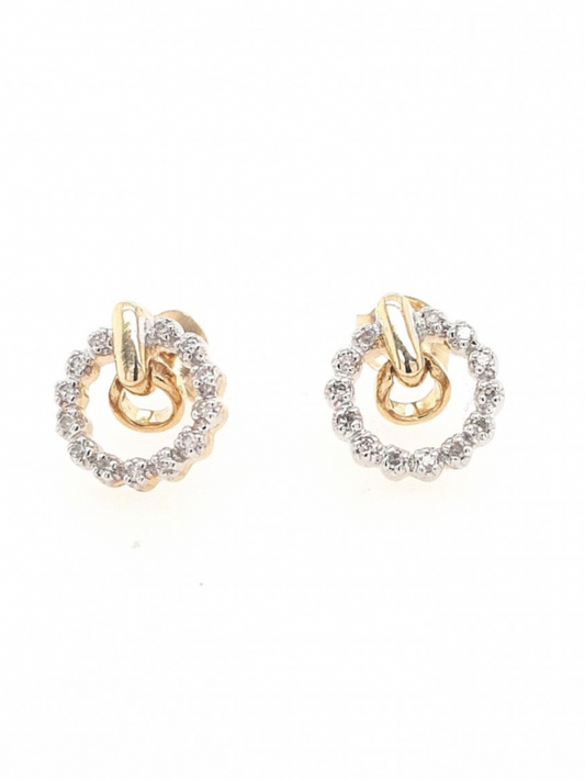 Diamond 9ct Yellow Gold Circle Stud Earrings