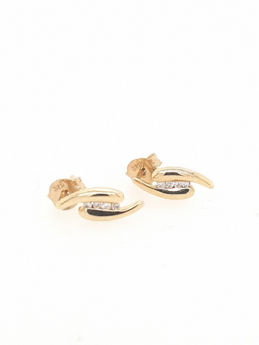 Diamond 9ct Yellow Gold Stud Drop Earrings
