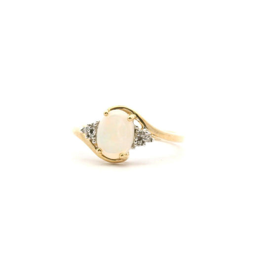 Opal & Diamond 9ct Yellow Gold Ring