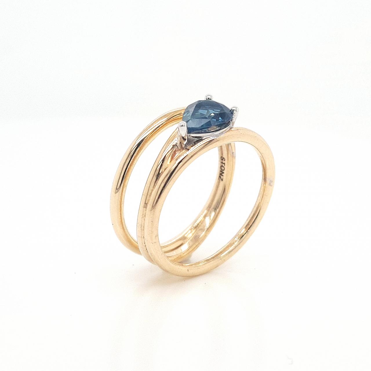 Sapphire 9ct Yellow Gold Blue African Sapphire Crossover Dress Ring