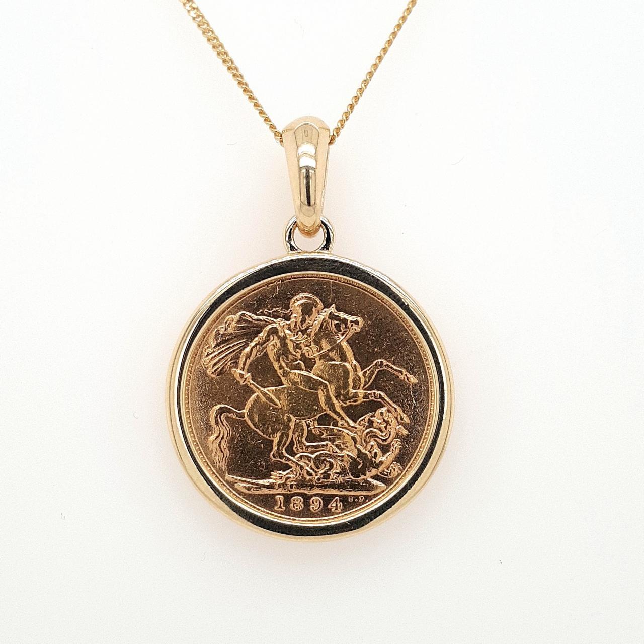 9ct Yellow Gold Full 22ct 1894 Sovereign Coin Pendant