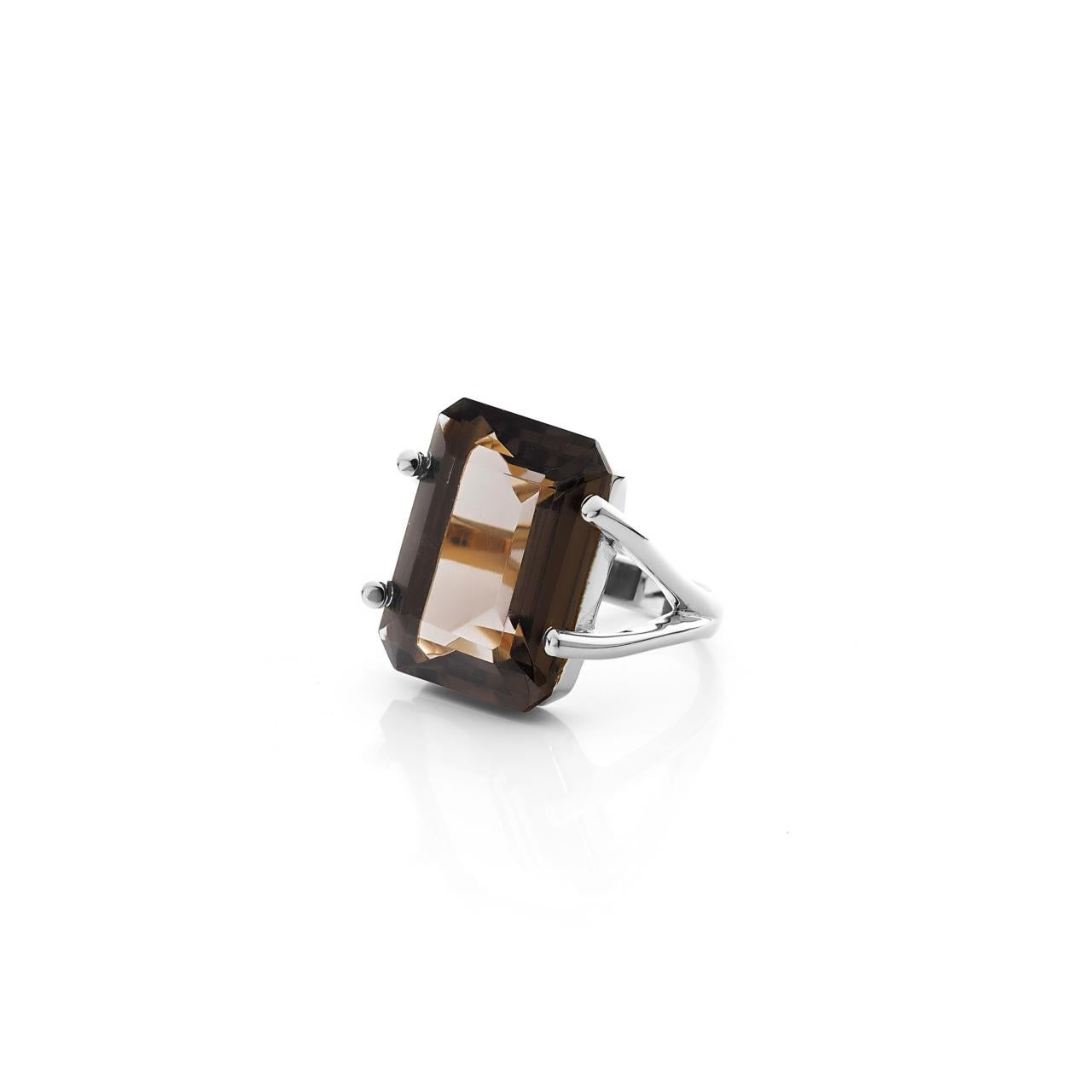 Silk & Steel Sterling Silver Prima Donna Smokey Quartz Ring