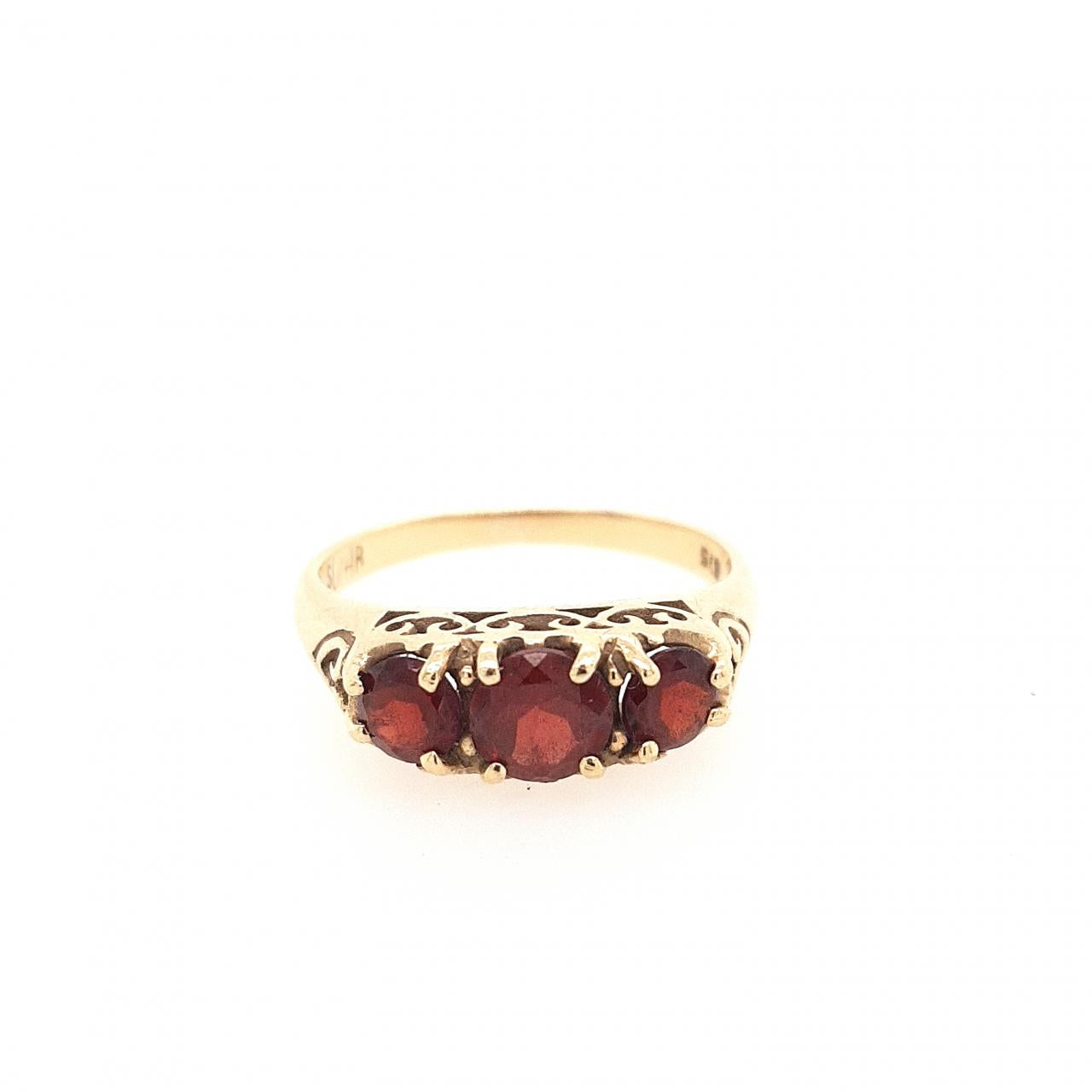 9ct Yellow Gold Three Stone Garnet Ring