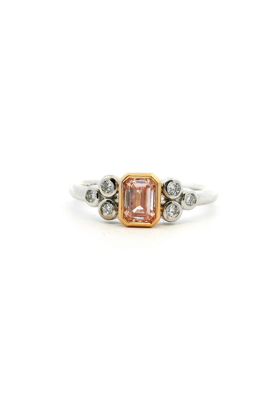 Lab Grown Diamond 18ct White & Rose Gold Pink & White Bezel Set Ring