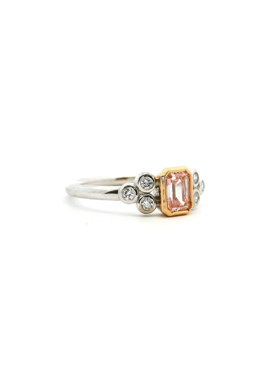 Lab Grown Diamond 18ct White & Rose Gold Pink & White Bezel Set Ring