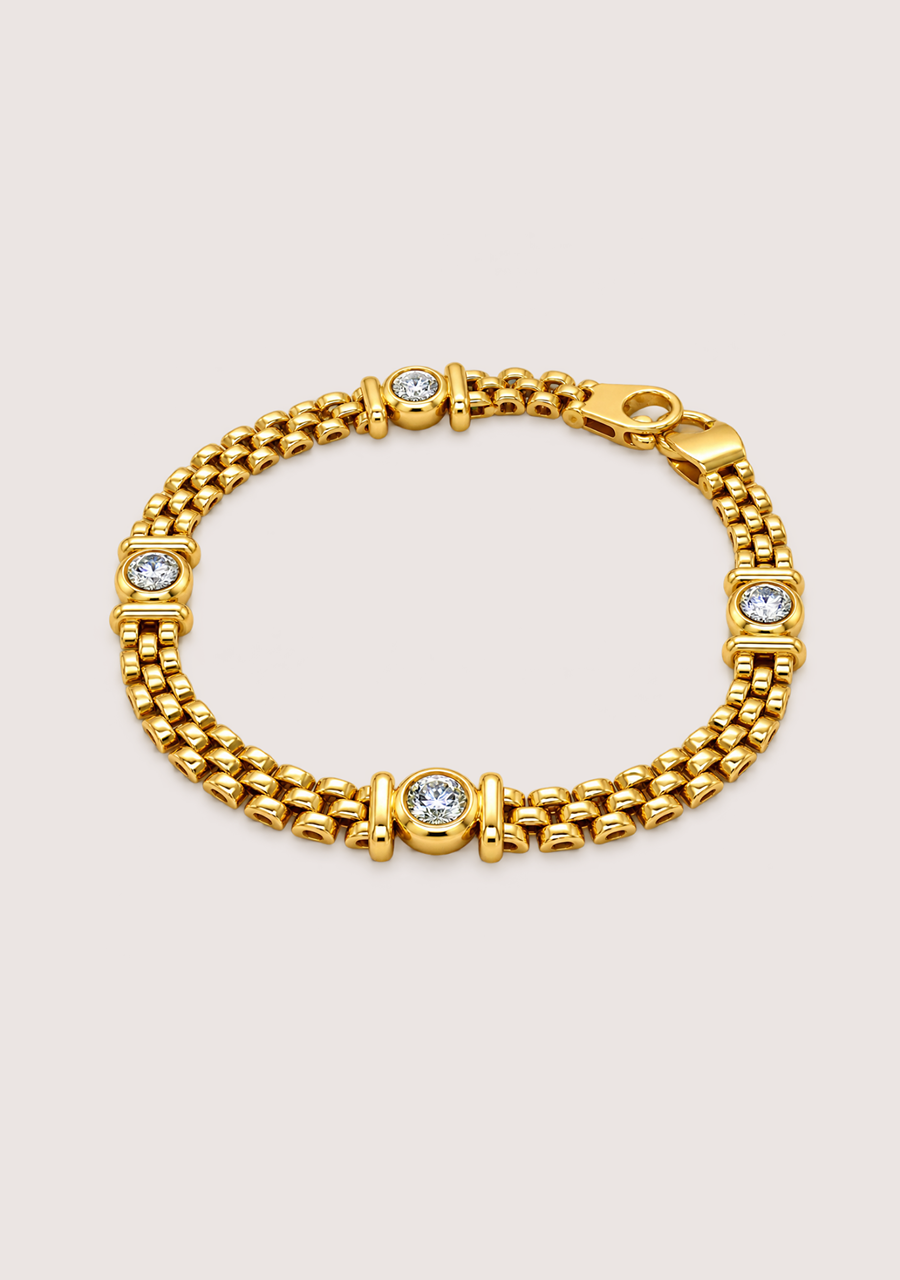 Lab Grown Diamond 18ct Yellow Gold 3-Bar Bracelet Bezel Set Bracelet