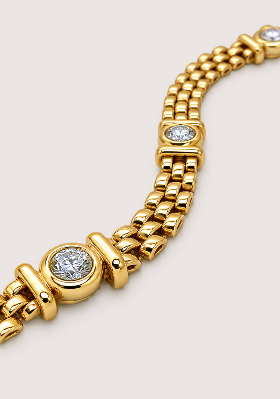 Lab Grown Diamond 18ct Yellow Gold 3-Bar Bracelet Bezel Set Bracelet