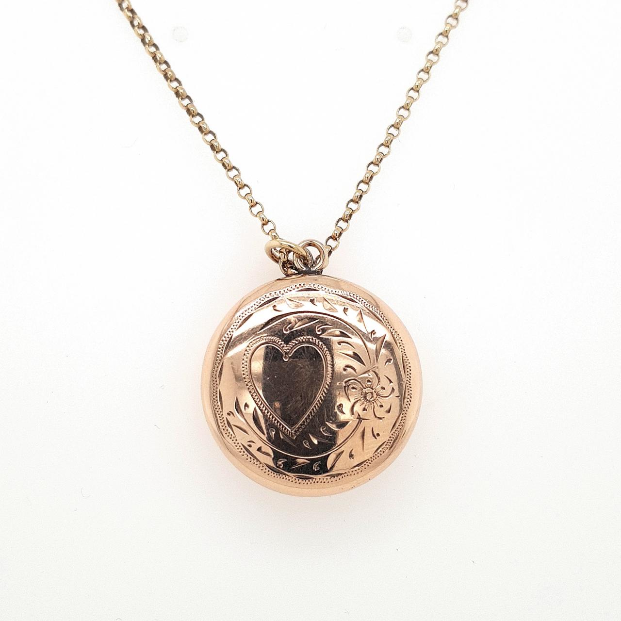 Estate 9ct Yellow Gold Belcher Chain with 9ct Rose Gold Round Locket