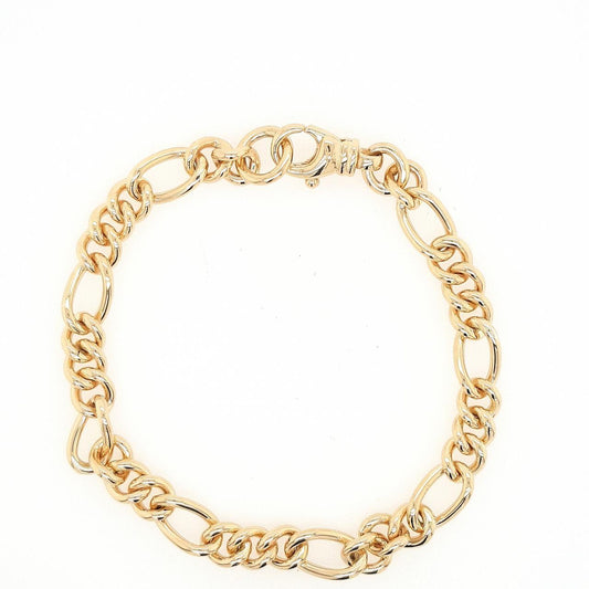 9ct Yellow Gold Figaro 3:1 Bracelet