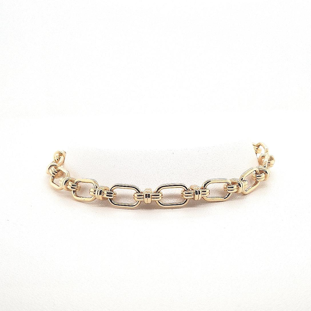 9ct Yellow Gold Oval and Cross Bracelet