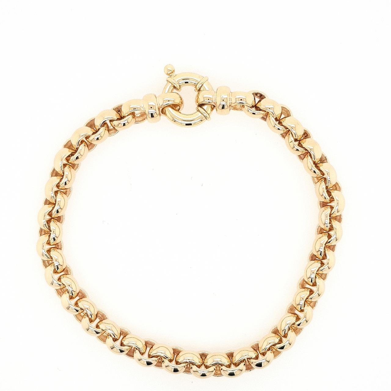 9ct Yellow Gold 6.4mm Tight Round Belcher Bracelet