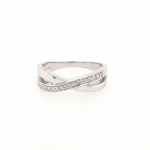 9ct White Gold Twist Band Ring with Clear Stones