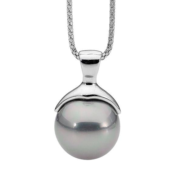 Ellani Sterling Silver Grey Shell Pearl Pendant