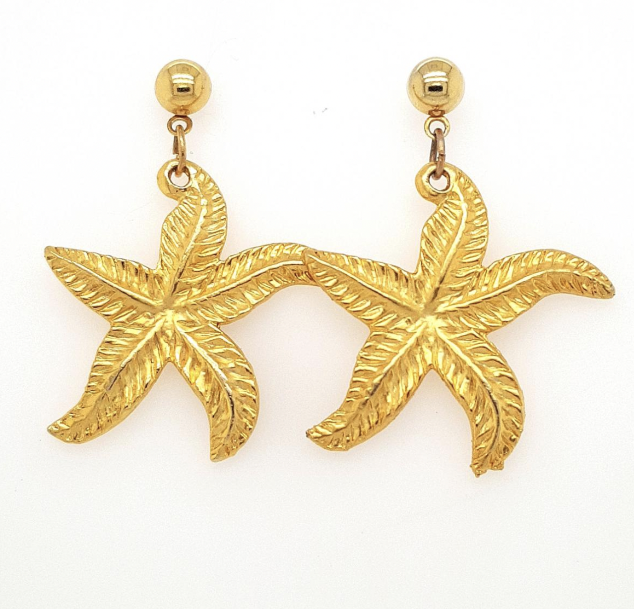 Steel & Gold Plated Starfish Drop Earring