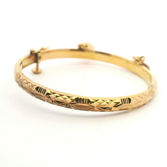 22ct Yellow Gold Faceted Hollow Hinged Charm Bangle