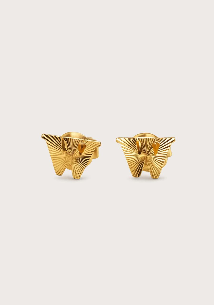 Estate 22ct Yellow Gold "W" Initial Stud Earrings