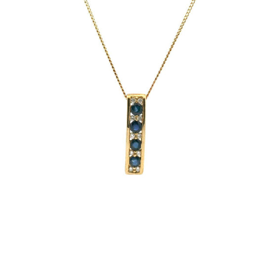 Sapphire & Diamond 9ct Yellow Gold Pendant