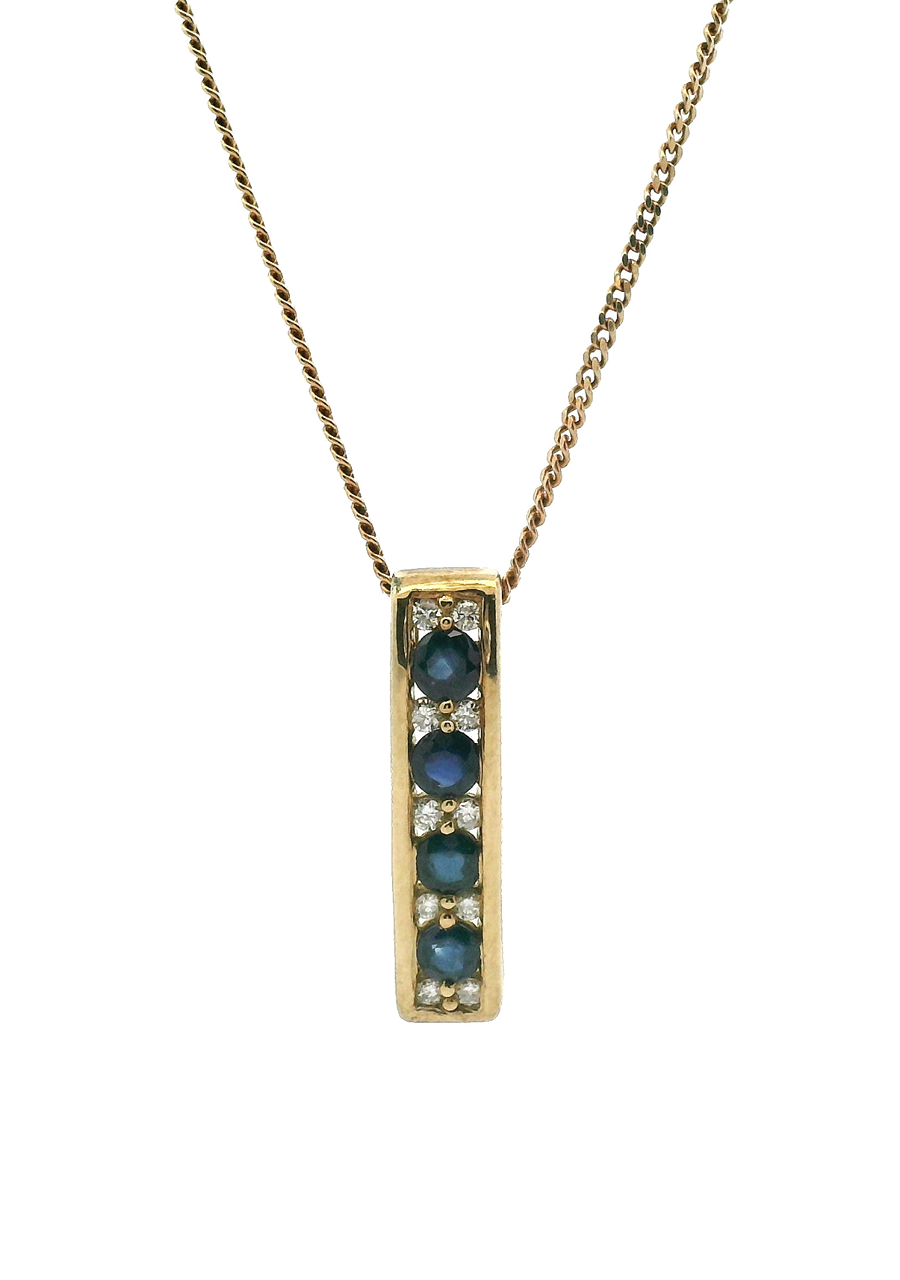 Sapphire & Diamond 9ct Yellow Gold Pendant