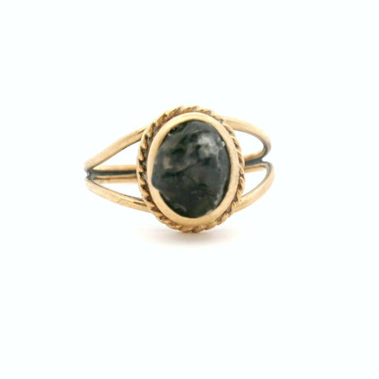 Estate 9ct Yellow Gold Meteorite with Split Ring