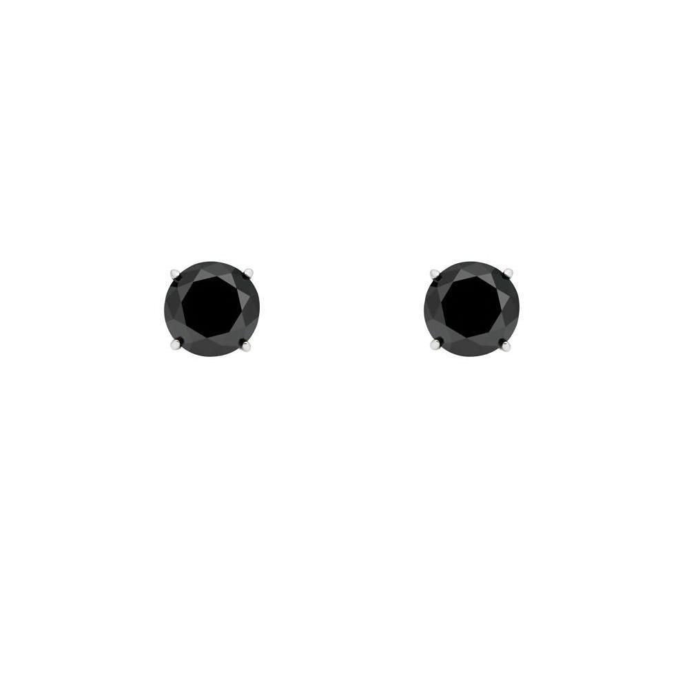 Ellani Sterling Silver 7mm Black CZ Stud Earrings