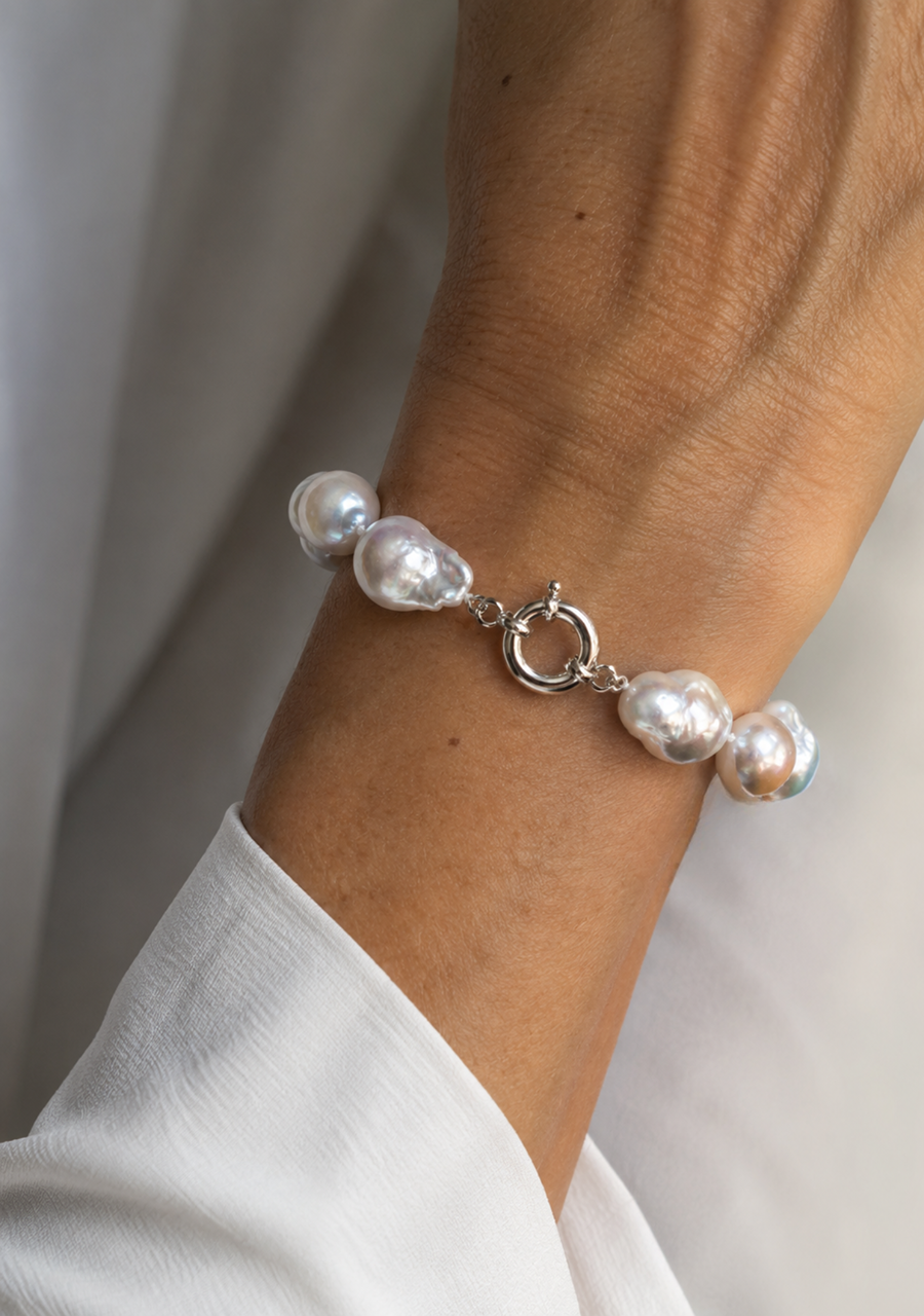Sterling Silver Baroque Freshwater Pearl Bracelet