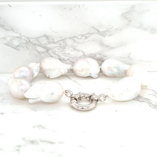 Sterling Silver Baroque Freshwater Pearl Bracelet