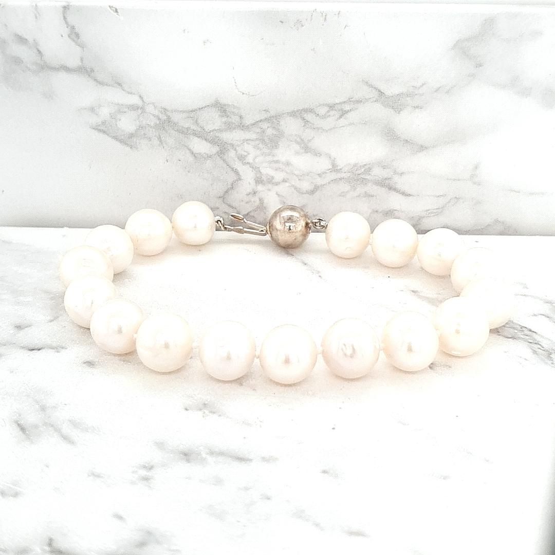 Sterling Silver 10-11mm Freshwater Pearl Bracelet