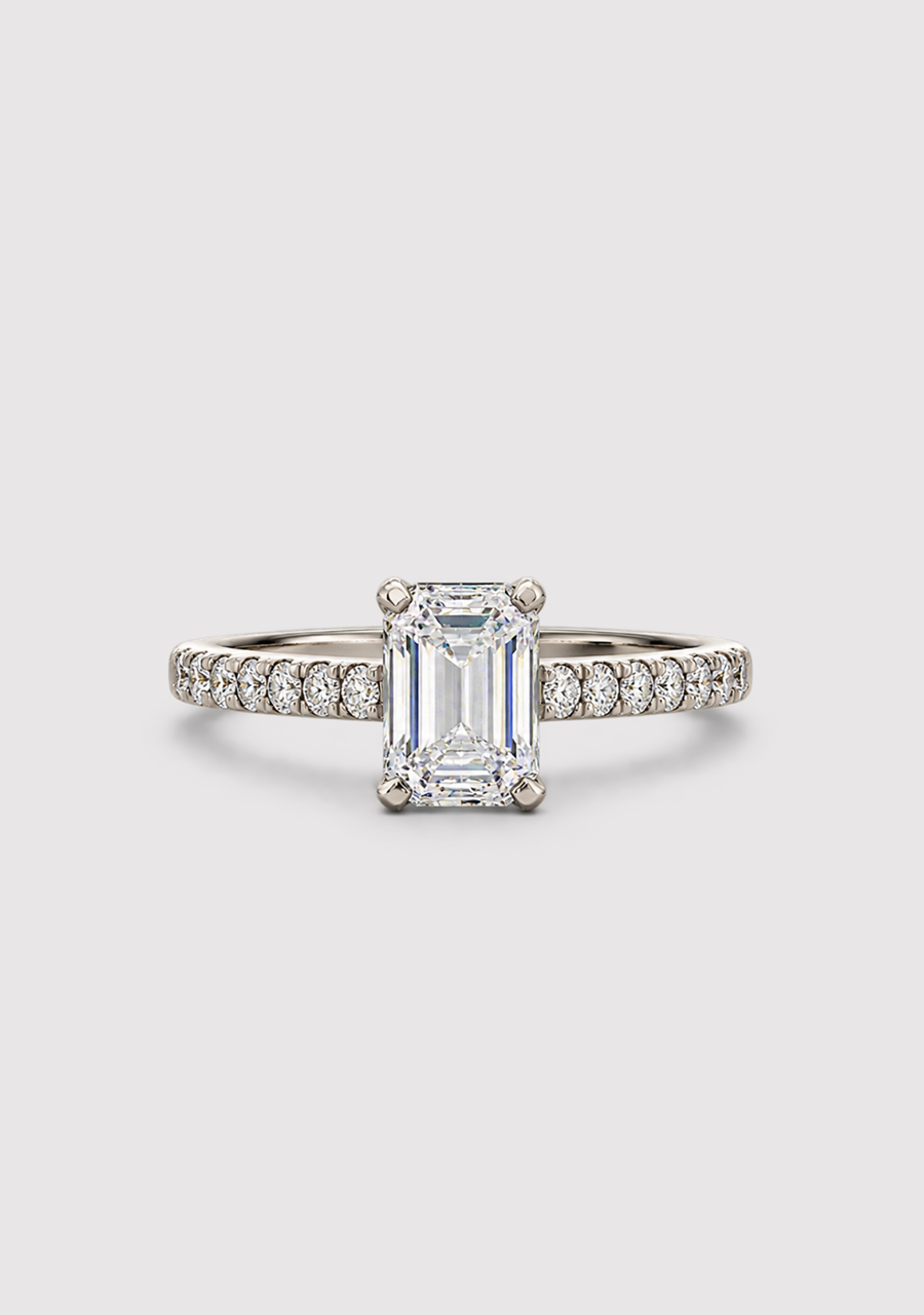 Lab Grown Emerald Diamond with Stone Set Shoulders