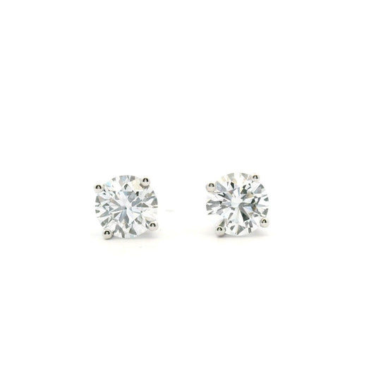 Lab Grown Diamond 14k White Gold 2.00ct Round Brilliant Cut Stud Earrings