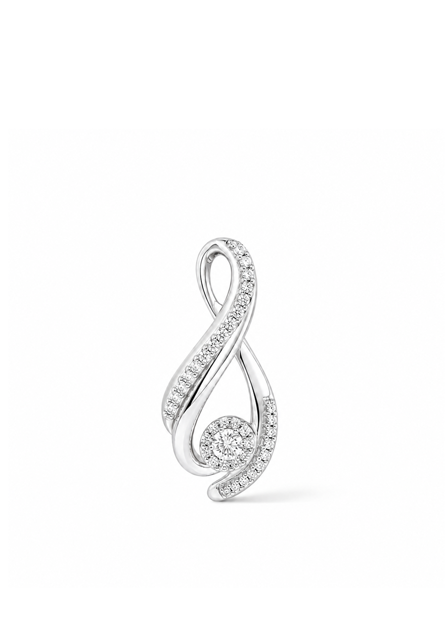 10ct White Gold Diamond Pendant