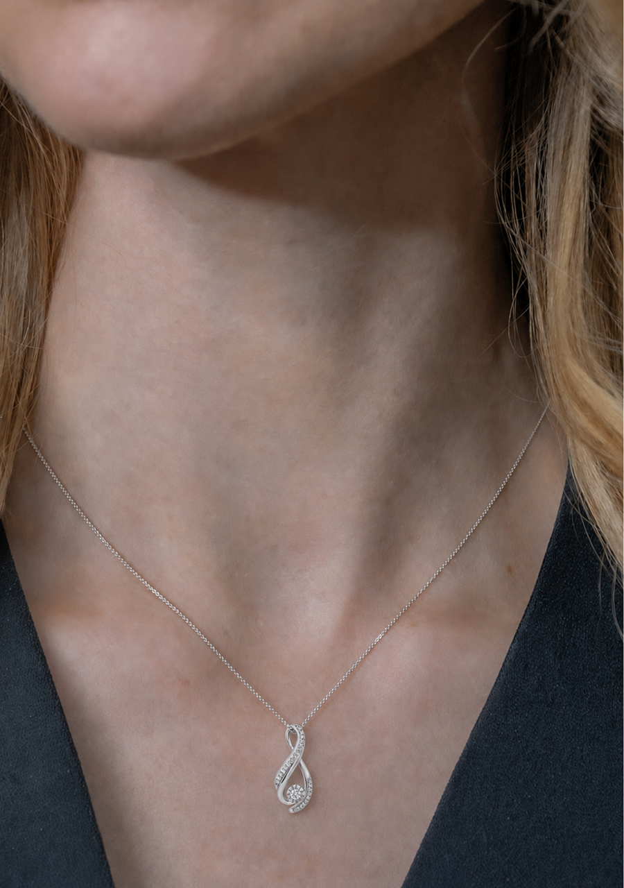 10ct White Gold Diamond Pendant