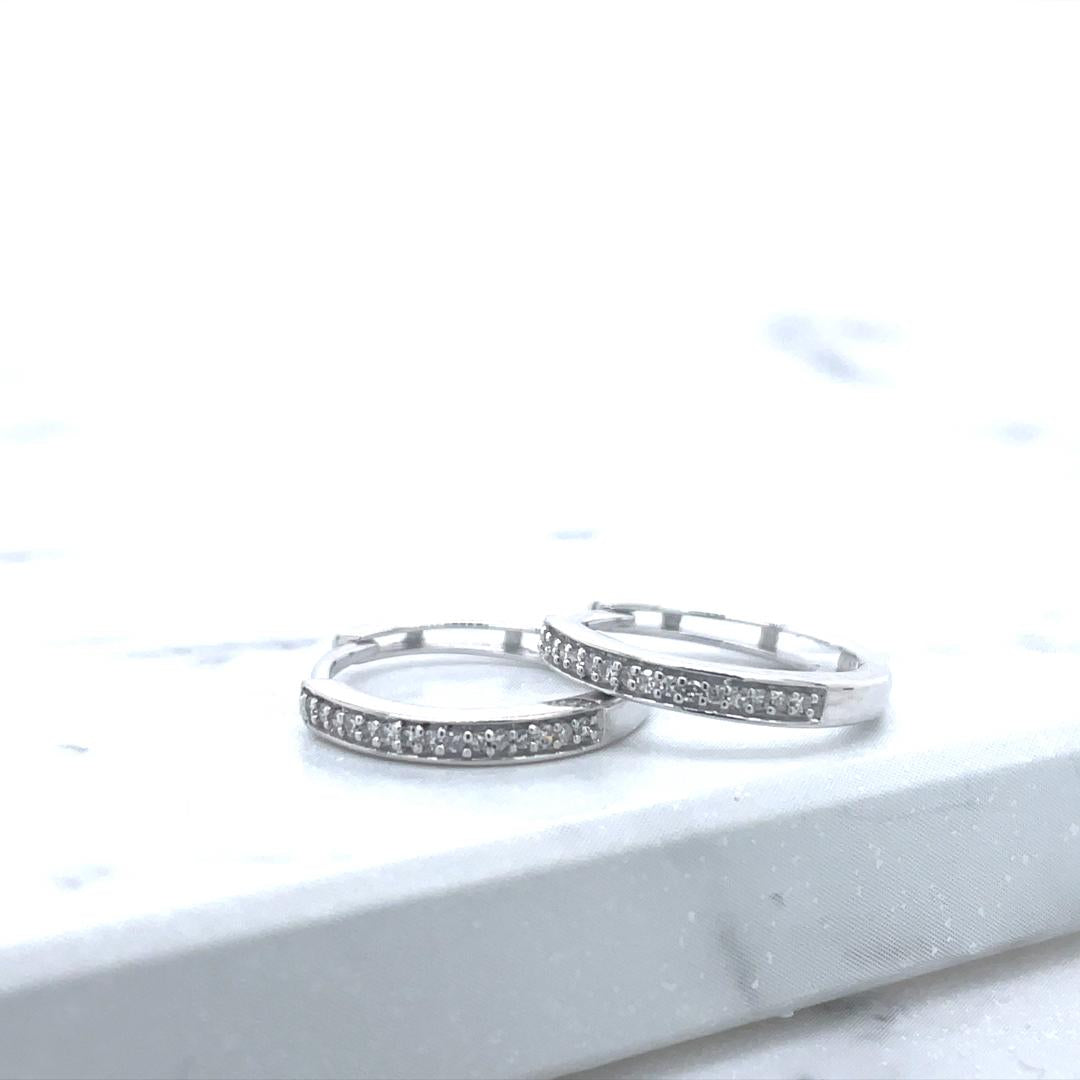 10ct  White Gold Diamond Hoop Earrings