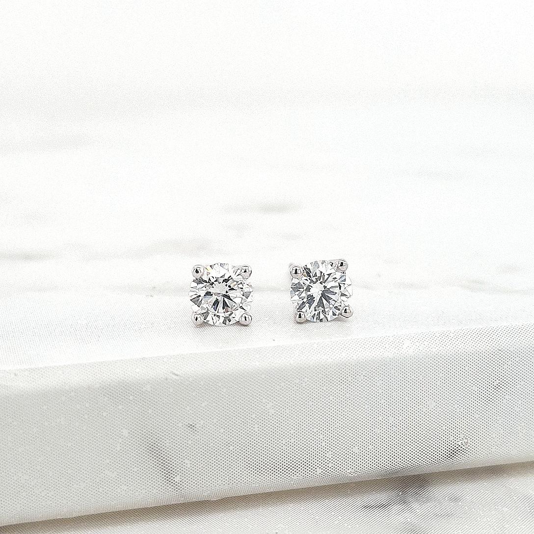 Lab Grown Diamond 14k White Gold 0.50ct Round Brilliant Cut Stud Earrings