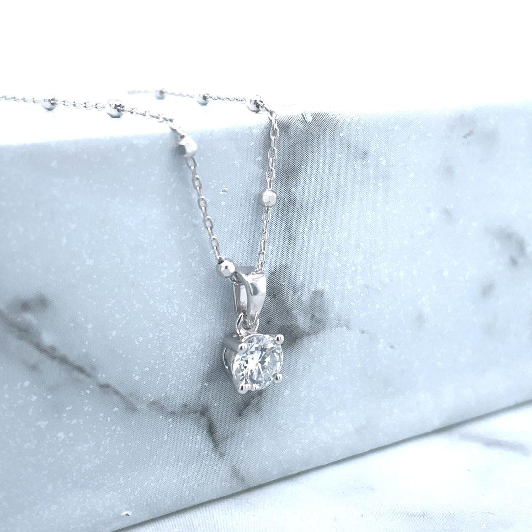 Lab Grown Diamond 14k White Gold 0.50ct Round Brilliant Cut Pendant