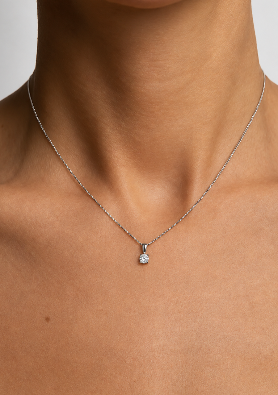 Lab Grown Diamond 14ct White Gold 0.50ct Round Brilliant Cut Pendant