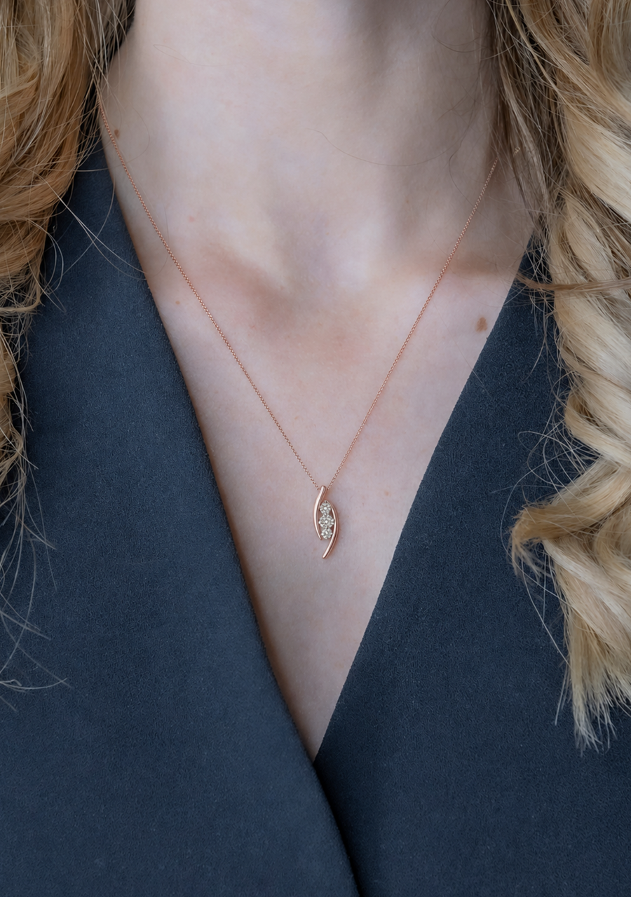 10ct Rose Gold Diamond Pendant