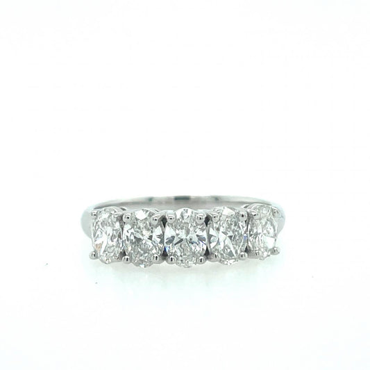 Lab Grown Diamond 18ct White Gold Oval Cut Five Stone Ring