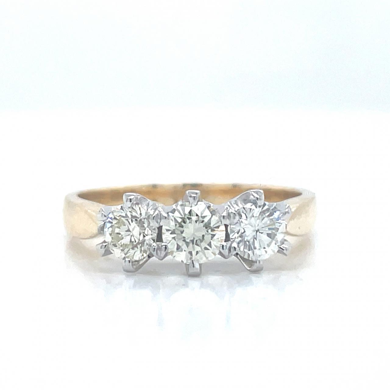 18ct Yellow & White Gold Three Stone Diamond Ring