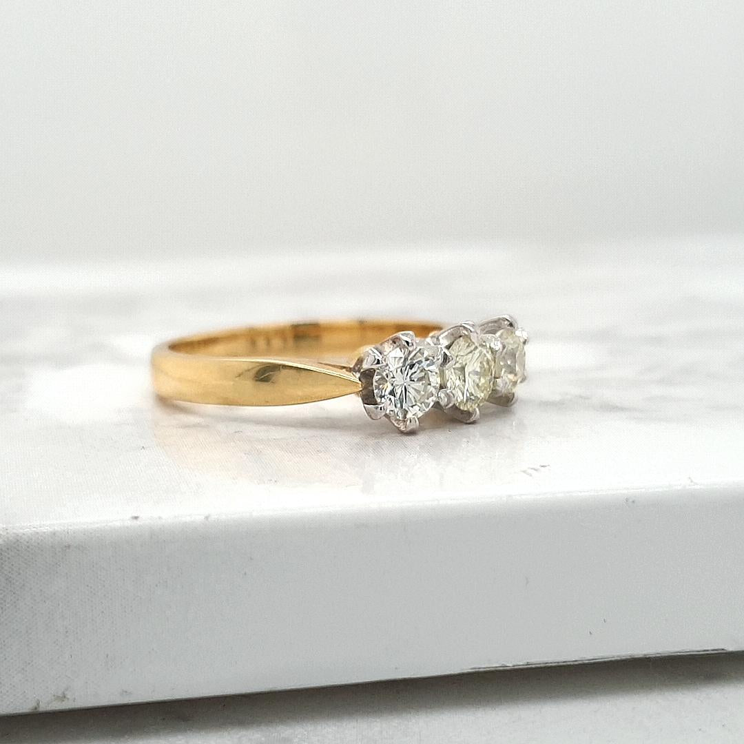 18ct Yellow & White Gold Three Stone Diamond Ring