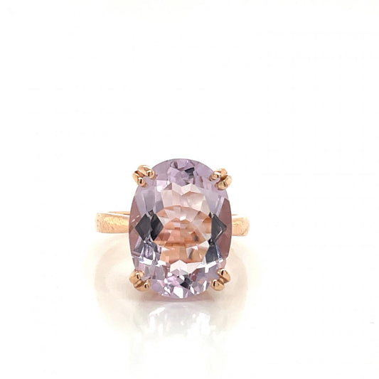 Amethyst 9k Rose Gold Double Claw Solitaire Ring
